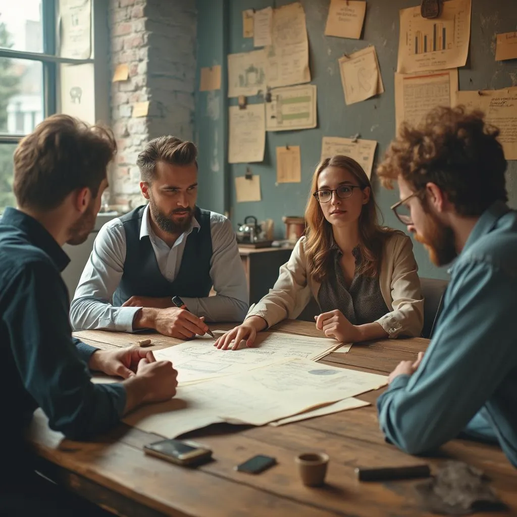 Équipe fondatrice de BizBoost en discussion stratégique